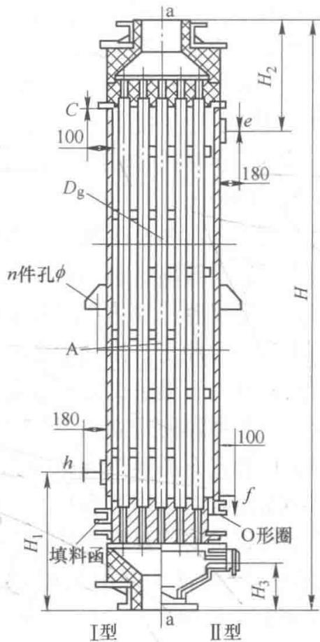 图2：GH型浮头列管式石墨换热器剖面结构
